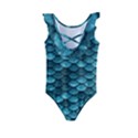 Teal Scales! Kids  Frill Swimsuit View2