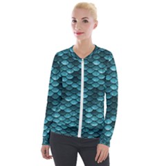 Teal Scales! Velvet Zip Up Jacket by fructosebat