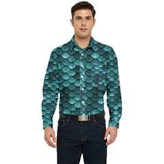 Teal Scales! Men s Long Sleeve Pocket Shirt  by fructosebat