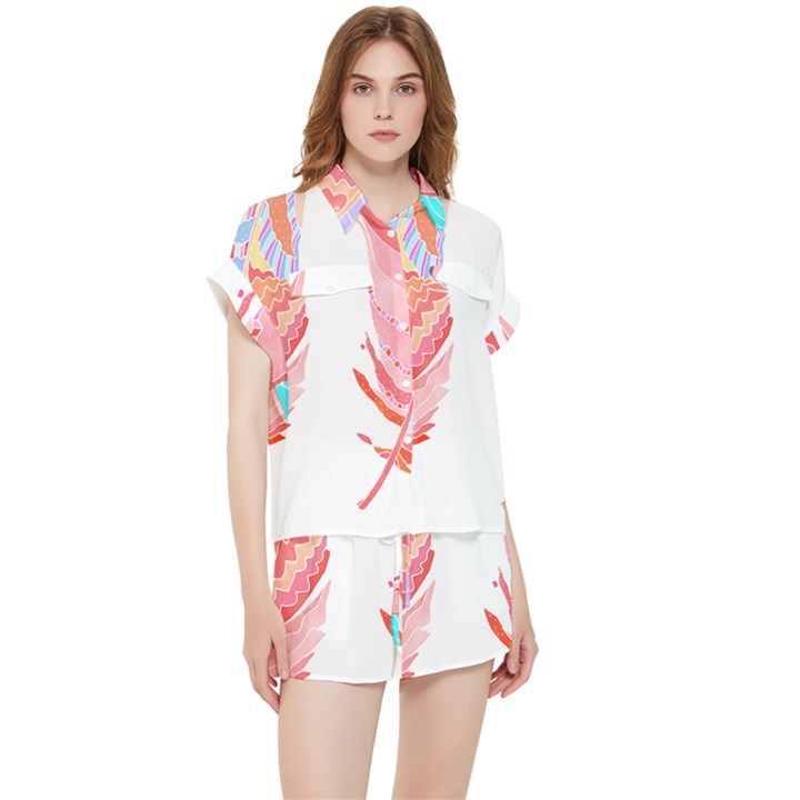 Feathers Design T- Shirtfeathers T- Shirt (2) Chiffon Lounge Set