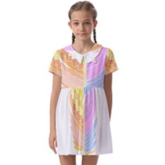 Feathers Design T- Shirtfeathers T- Shirt (3) Kids  Asymmetric Collar Dress by maxcute