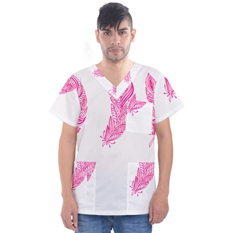 Feathers T- Shirt T H R E E I N K E D T A T T O O F E A T H E R S T- Shirt Men s V-neck Scrub Top by maxcute