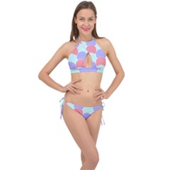 Fish Scale Pattern T- Shirtvery Peri Fish Scale Pattern T- Shirt Cross Front Halter Bikini Set by maxcute