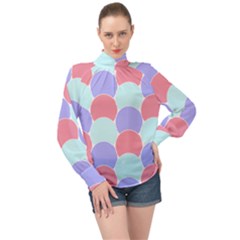 Fish Scale Pattern T- Shirtvery Peri Fish Scale Pattern T- Shirt High Neck Long Sleeve Chiffon Top by maxcute