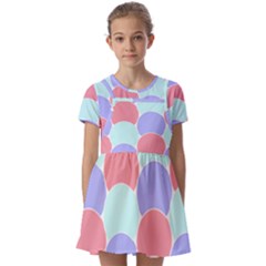 Fish Scale Pattern T- Shirtvery Peri Fish Scale Pattern T- Shirt Kids  Short Sleeve Pinafore Style Dress