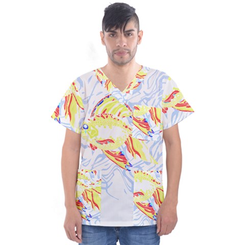 Fishing Lover T- Shirtfish T- Shirt (1) Men s V-neck Scrub Top by maxcute