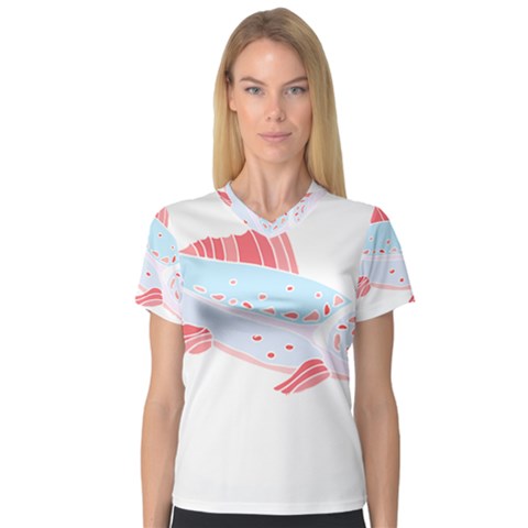 Fishing Lover T- Shirtfish T- Shirt (2) V-neck Sport Mesh Tee by maxcute