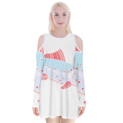 Fishing Lover T- Shirtfish T- Shirt (2) Velvet Long Sleeve Shoulder Cutout Dress by maxcute