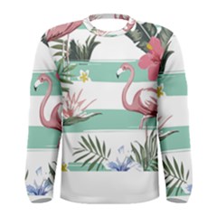 Flamingos T- Shirt Flamingos Tropical Pattern T- Shirt Men s Long Sleeve Tee by maxcute