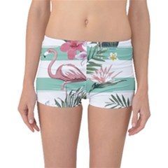 Flamingos T- Shirt Flamingos Tropical Pattern T- Shirt Boyleg Bikini Bottoms by maxcute