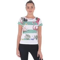 Flamingos T- Shirt Flamingos Tropical Pattern T- Shirt Short Sleeve Sports Top  by maxcute