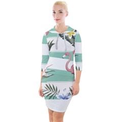 Flamingos T- Shirt Flamingos Tropical Pattern T- Shirt Quarter Sleeve Hood Bodycon Dress by maxcute