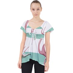 Flamingos T- Shirt Flamingos Tropical Pattern T- Shirt Lace Front Dolly Top by maxcute