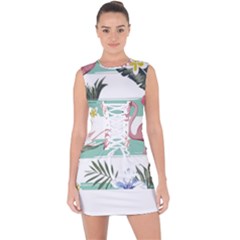 Flamingos T- Shirt Flamingos Tropical Pattern T- Shirt Lace Up Front Bodycon Dress by maxcute