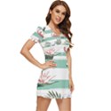 Flamingos T- Shirt Flamingos Tropical Pattern T- Shirt V-Neck High Waist Chiffon Mini Dress View3