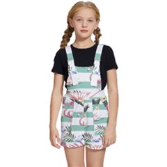 Flamingos T- Shirt Flamingos Tropical Pattern T- Shirt Kids  Short Overalls by maxcute