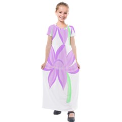 Floral Illustration T- Shirt A Delicate Flower T- Shirt Kids  Short Sleeve Maxi Dress by maxcute