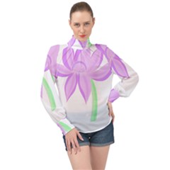 Floral Illustration T- Shirt A Delicate Flower T- Shirt High Neck Long Sleeve Chiffon Top by maxcute