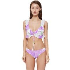 Floral Illustration T- Shirt A Delicate Flower T- Shirt Low Cut Ruffle Edge Bikini Set