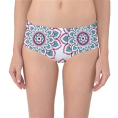 Floral Mandala T- Shirt Colorful Lotus Flower Mandala Art Pattern Mid-waist Bikini Bottoms by maxcute