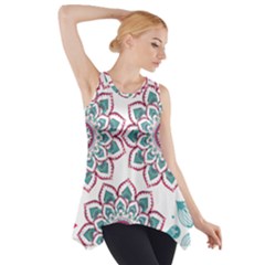 Floral Mandala T- Shirt Colorful Lotus Flower Mandala Art Pattern Side Drop Tank Tunic by maxcute