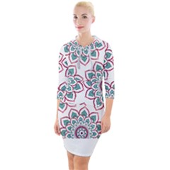 Floral Mandala T- Shirt Colorful Lotus Flower Mandala Art Pattern Quarter Sleeve Hood Bodycon Dress by maxcute