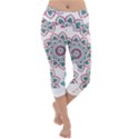 Floral Mandala T- Shirt Colorful Lotus Flower Mandala Art Pattern Lightweight Velour Capri Yoga Leggings View1