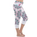 Floral Mandala T- Shirt Colorful Lotus Flower Mandala Art Pattern Lightweight Velour Capri Yoga Leggings View3