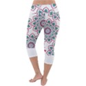 Floral Mandala T- Shirt Colorful Lotus Flower Mandala Art Pattern Lightweight Velour Capri Yoga Leggings View4