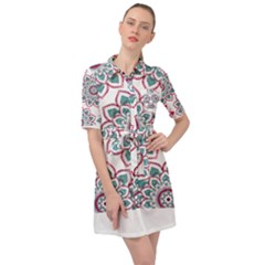 Floral Mandala T- Shirt Colorful Lotus Flower Mandala Art Pattern Belted Shirt Dress by maxcute