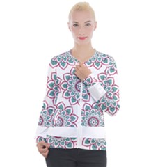 Floral Mandala T- Shirt Colorful Lotus Flower Mandala Art Pattern Casual Zip Up Jacket by maxcute