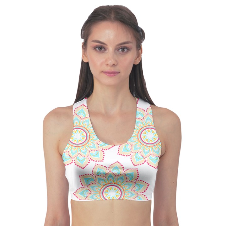 Floral Mandala T- Shirt Pretty Lotus Flower Mandala Art Pattern Sports Bra