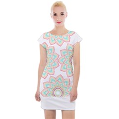 Floral Mandala T- Shirt Pretty Lotus Flower Mandala Art Pattern Cap Sleeve Bodycon Dress by maxcute