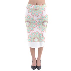 Floral Mandala T- Shirt Pretty Lotus Flower Mandala Art Pattern Midi Pencil Skirt by maxcute