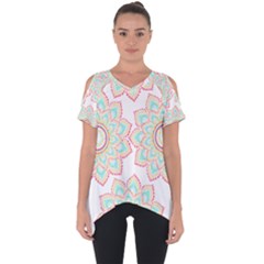 Floral Mandala T- Shirt Pretty Lotus Flower Mandala Art Pattern Cut Out Side Drop Tee by maxcute