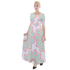 Floral Mandala T- Shirt Pretty Lotus Flower Mandala Art Pattern Half Sleeves Maxi Dress by maxcute