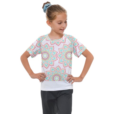 Floral Mandala T- Shirt Pretty Lotus Flower Mandala Art Pattern Kids  Mesh Piece Tee by maxcute