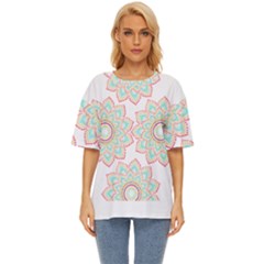 Floral Mandala T- Shirt Pretty Lotus Flower Mandala Art Pattern Oversized Basic Tee