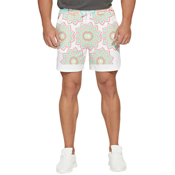 Floral Mandala T- Shirt Pretty Lotus Flower Mandala Art Pattern Men s Runner Shorts