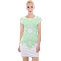 Floral Pattern T- Shirt Beautiful And Artistic Light Green Flower T- Shirt Cap Sleeve Bodycon Dress View1