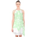 Floral Pattern T- Shirt Beautiful And Artistic Light Green Flower T- Shirt Halter Collar Waist Tie Chiffon Dress View1