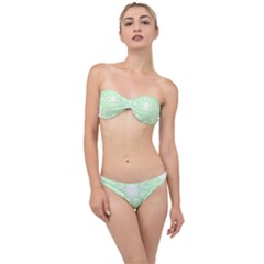 Floral Pattern T- Shirt Beautiful And Artistic Light Green Flower T- Shirt Classic Bandeau Bikini Set by maxcute