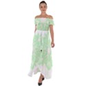 Floral Pattern T- Shirt Beautiful And Artistic Light Green Flower T- Shirt Off Shoulder Open Front Chiffon Dress View1