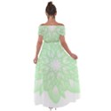 Floral Pattern T- Shirt Beautiful And Artistic Light Green Flower T- Shirt Off Shoulder Open Front Chiffon Dress View2