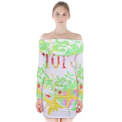 Floral Pattern T- Shirt Floral T- Shirt Long Sleeve Off Shoulder Dress by maxcute