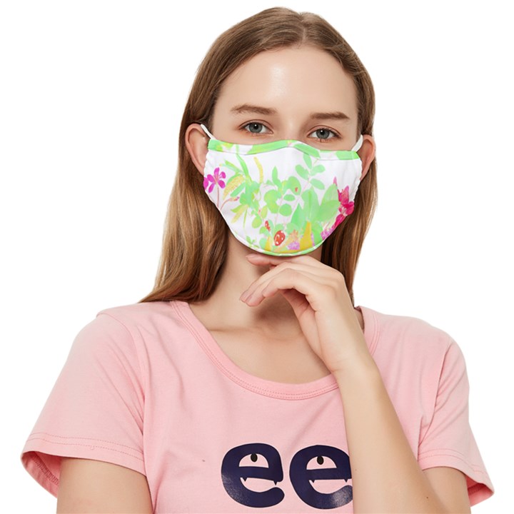 Floral Pattern T- Shirt Floral T- Shirt Fitted Cloth Face Mask (Adult)