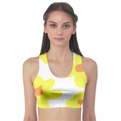 Floral Pattern T- Shirt Yellow Flowers T- Shirt Sports Bra by maxcute