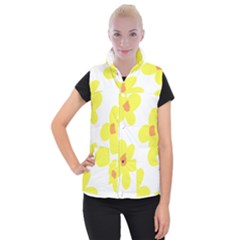 Floral Pattern T- Shirt Yellow Flowers T- Shirt Women s Button Up Vest by maxcute