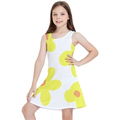 Floral Pattern T- Shirt Yellow Flowers T- Shirt Kids  Lightweight Sleeveless Dress by maxcute