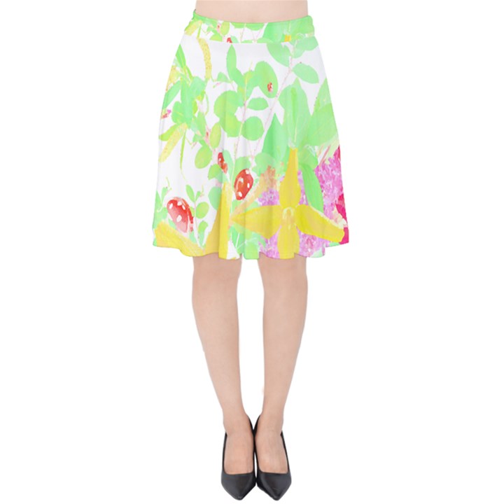 Floral T- Shirt Floral 4 Velvet High Waist Skirt